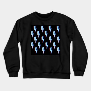 Glitchy Lightning- Blue on Black Crewneck Sweatshirt